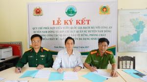 Vườn quốc gia Bạch Mã, Công an và Ban chỉ huy Quân sự huyện Nam Đông tổ chức Lễ ký Quy chế phối hợp Quản lý Bảo vệ rừng